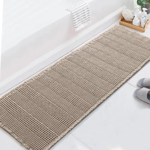 Miniatura 23 de H.VERSAILTEX Alfombra de baño de goma eva súper absorbente, alfombras de baño antideslizantes para piso de baño, alfombras de baño lavables a Crema