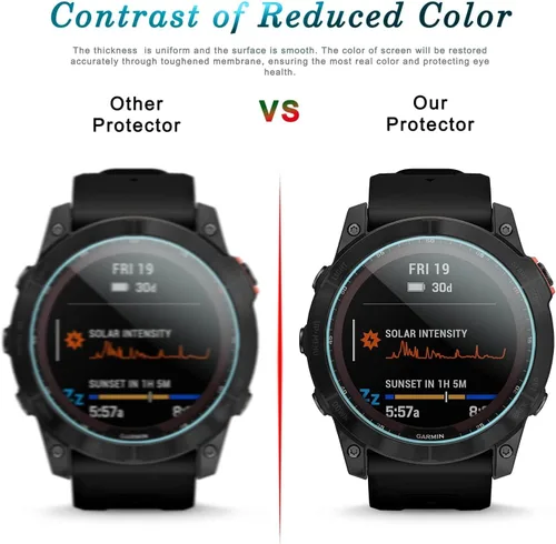 Miniatura 6 de Suoman Paquete de 4 protectores de pantalla para Garmin Fenix 7 de 1.850 in, [antiarañazos] 2.5D 9H dureza ultra fina vidrio templado película