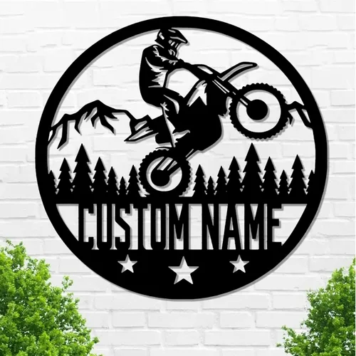 Miniatura 36 de Letrero de metal personalizado para motocicleta, arte de pared de metal con bandera de EE. UU., arte de pared de metal para motocicleta, letrero