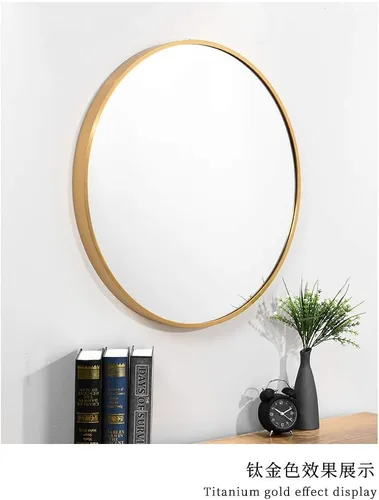 Miniatura 2 de TIANGU Espejo redondo dorado montado en la pared, espejos circulares grandes de 23.6 pulgadas para pared, espejo de pared con marco de metal