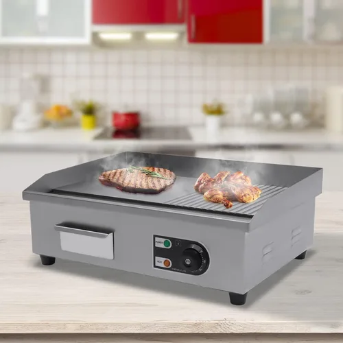 Miniatura 4 de Parrilla eléctrica portátil de mesa Teppanyaki de 110 V, parrilla antiadherente comercial con control de temperatura ajustable de 122 ~ 572 ℉