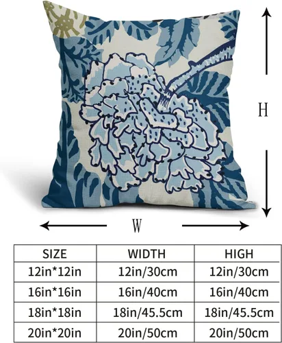 Miniatura 3 de Sweetshow Juego de 2 fundas de almohada florales de color azul marino de 16 x 16 pulgadas, fundas de almohada cuadradas de lino con estampado