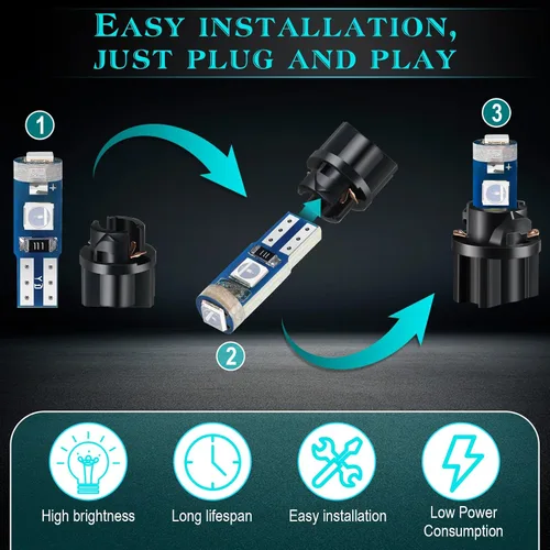 Miniatura 4 de BBTO 20 Set T5 T10 LED Bulbs Dash Lights with Twist Socket Instrument Dashboard Light LED Bulbs for Interior Car Lights Dashboard Instrument Panel