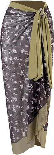 Miniatura 2 de Traje de baño estampado para mujer, sin mangas, ajustado, de una pieza, con traje de baño, falda larga