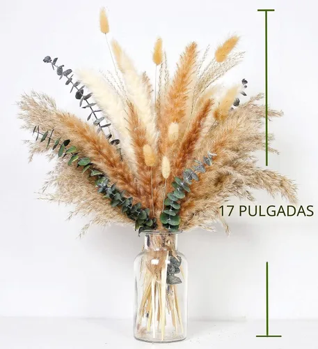 Miniatura 5 de 110 piezas de decoración bohemia de hierba de pampa, pompas secas naturalmente, colas de conejo, flores secas y eucalipto seco. Perfecto para bodas