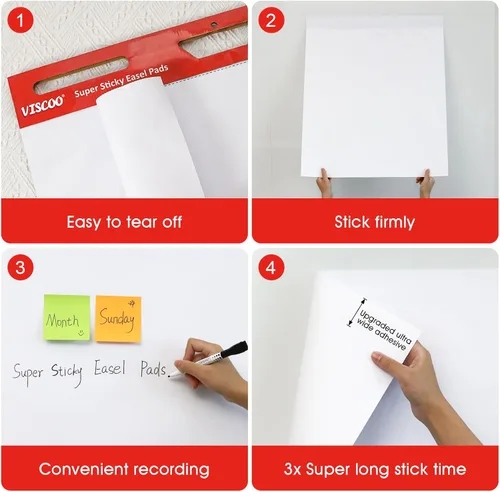 Miniatura 4 de VISCOO Almohadilla de caballete adhesivo, papel de carta grande de 25 x 30 pulgadas para profesores, 10 blocs de papel de caballete autoadhesivo