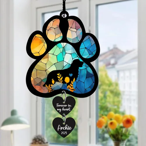 Miniatura 13 de LOVELYPOD Atrapasoles - Regalos conmemorativos de perro para amantes de los perros, una decoración de perro negro en la luna, colgantes de ventana