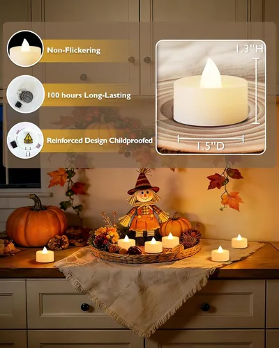 Miniatura 9 de Amagic - Paquete de 24 velas LED sin llama que funcionan con pilas, velas falsas de té, luces LED de té sin llama para Halloween, boda, votiva