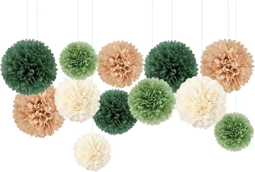 Miniatura 15 de Capesaro Pompones de Papel Dorado y Negro - 10", 12" Decoraciones de Papel Tisú para Decoración Colgante de Fiestas - Juego de 12 Piezas