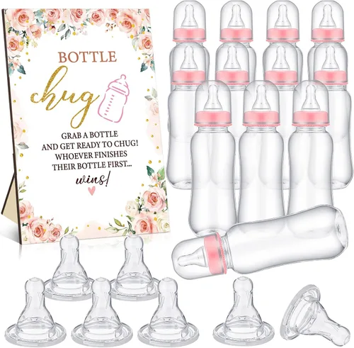 Miniatura 28 de TrelaCo Safari Cool Baby Shower Games Bottle Chug Sign Wooden Jungle Animals Set de regalo para revelación de género suministros de fiesta y 12