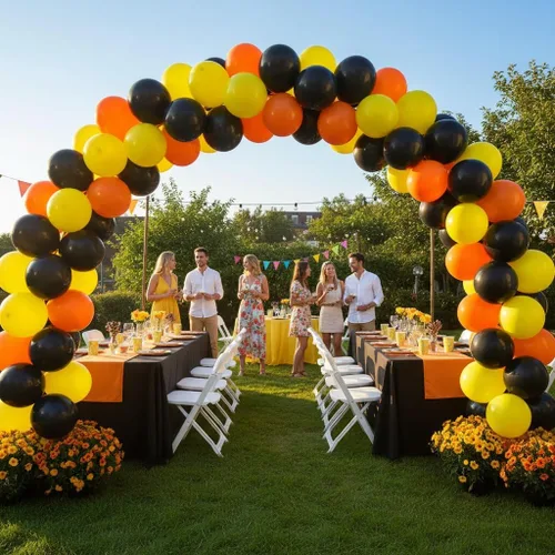 Miniatura 4 de TNWBA Paquete de 60 globos de látex de 12 pulgadas, color negro, amarillo, naranja, para cumpleaños, bodas, baby shower, decoración de fiesta