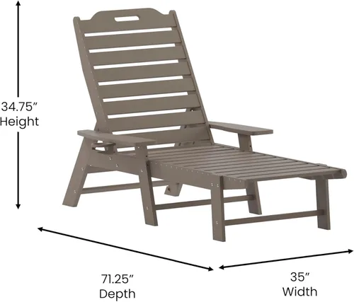 Miniatura 3 de Flash Furniture Monterey Tumbona Adirondack ajustable con soporte para tazas, silla de descanso de polietileno de alta densidad para todo