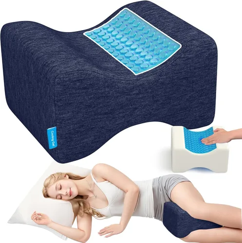 Almohada de rodilla para personas que duermen de lado con gel refrescante, almohada de elevación de espuma viscoelástica para alineación de la