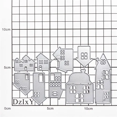 Miniatura 3 de DzIxY Casas Troqueles de corte de metal para kit de fabricación de tarjetas, troquelados de papel en relieve, plantillas de máquina de álbumes
