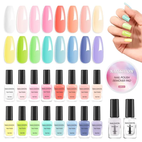 Miniatura 21 de Capa base y capa superior, esmalte de uñas regular transparente, rico en calcio VE secado rápido al aire fortalecimiento de uñas, sin gel, 2 piezas