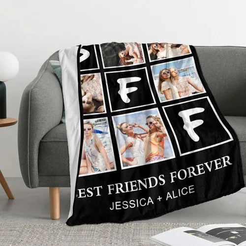 Miniatura 3 de Regalos personalizados de cumpleaños para mejor amiga para mujeres, manta personalizada con imagen, manta de fotos de mejor amiga con texto, regalos