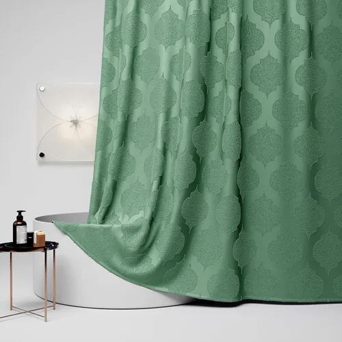 Juego de Cortina de Ducha – Boho Tela de Poliéster Premium Verde Salvia, 72x78 Pulgadas con 12 Ganchos de Plástico