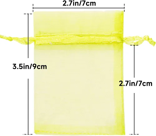 Miniatura 2 de joycraft 50 bolsas de organza amarillo limón – 2.7 x 3.5 pulgadas, bolsa de malla transparente para joyas, pequeña bolsa de favor de fiesta