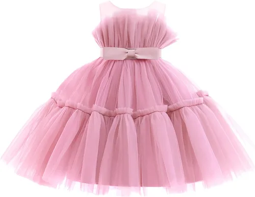 Miipat Vestido de niña de flores para bebé, boda, fiesta, tul, princesa, vestido de baile, vestido formal con lazo para la cabeza