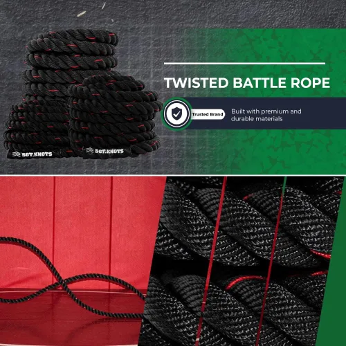 Miniatura 7 de SGT KNOTS Cuerda de batalla retorcida, cuerda de ejercicio con peso para entrenamiento de fuerza, CrossFit, batalla, escalada y gimnasio