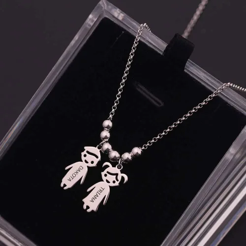 Miniatura 6 de OBTIAN - Collar con colgante de plata 925 con grabado personalizado para niños y madres hecho a medida para cualquier niño o niña para regalo