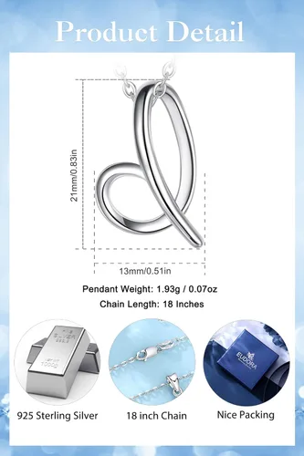 Miniatura 47 de EUDORA Collares de plata esterlina con inicial para mujer, regalos clásicos de 26 letras sin cuello para niñas, hermana, madre hija, cadena de 18