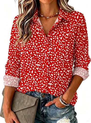 Miniatura 7 de Zeagoo Blusa para mujer, de manga larga, con botones, casual, ligera, lisa/estampada