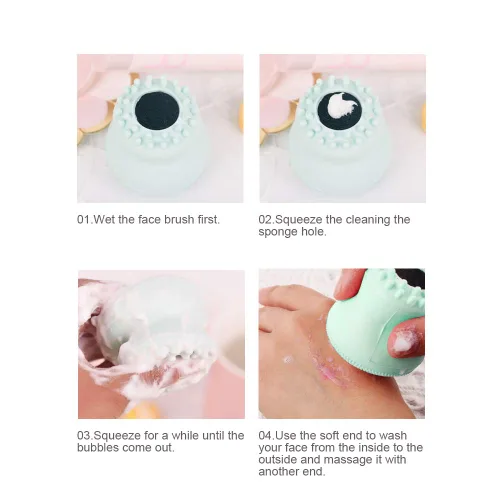 Miniatura 3 de Cepillo de limpieza facial, limpiador facial de mano de silicona, exfoliante, eliminación de grasa, masaje, medusas, pulpo, cepillo de lavado facial