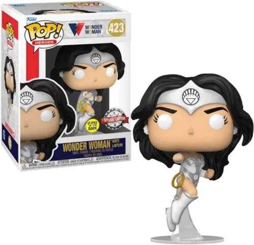 Funko Pop! Wonder Woman - Figura de vinilo con linterna blanca que brilla en la oscuridad, 80 aniversario, exclusiva de Entertainment Earth