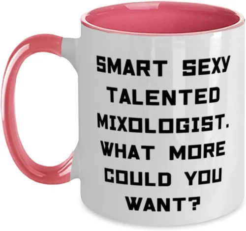 Hermosa taza mixologist de dos tonos de 11 onzas, inteligente y sexy mezclólogo, regalos divertidos para compañeros de trabajo de amigos, regalos de