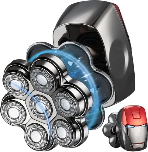 Afeitadoras de cabeza para hombres calvos, afeitadora magnética desmontable mejorada, IPX7, impermeable, para hombres y mujeres, pantalla LED 7D,