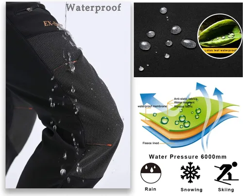 Miniatura 4 de Postropaky - Pantalones de esquí de nieve para mujer, impermeables, con aislamiento, tela softshell, cremallera en el inferior de pierna, pantalones