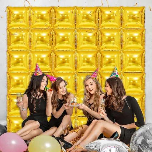 Miniatura 8 de 36 piezas XL negro y dorado de doble cara cuadrada para globos, kit de arco de túnel, globos cuadrados de Mylar para baby shower, graduación
