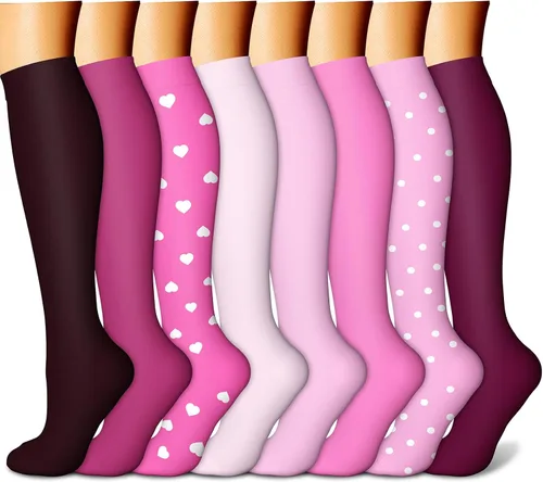 Miniatura 37 de CHARMKING Calcetines de compresión para mujeres y hombres para circulación (8 pares) 15-20 mmHg, mejor soporte para ciclismo atlético
