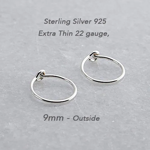 Miniatura 29 de Aretes de plata de ley abiertos para cartílago, tragus, delgados, calibre 22