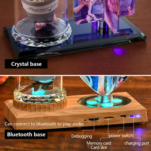 Miniatura 4 de Luz de foto personalizada mexicana LED rosa flor cristal rectangular foto marco personalidad luz 3D cristal foto marco regalo de Navidad, AZUL