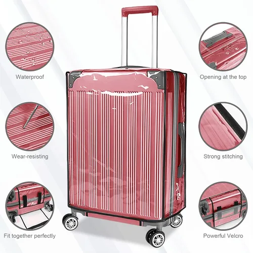 Miniatura 2 de JZRTravel Funda de equipaje de 3 piezas de PVC transparente impermeable para maleta, protector de maleta de equipaje para ruedas giratorias