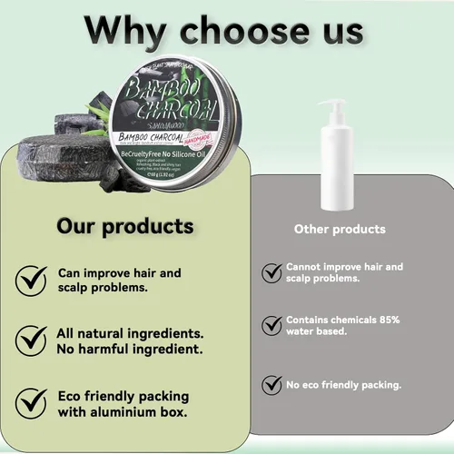 Miniatura 6 de 2 unidades de barra de champú de carbón de bambú para cabello gris, jabón negro para cabello gris, barra de champú y acondicionador natural