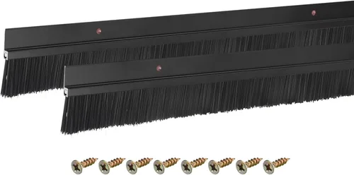 Miniatura 11 de uxcell 2 piezas cepillo de puerta barrido inferior forma H base de aleación de aluminio con cepillo de nailon de 0.4 pulgadas para hogar, industrial