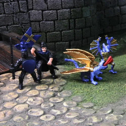 Miniatura 2 de Safari Ltd Knights & Dragons TOOB - 9 mini figuras con caballeros, Drake, Tiamat, Wyvern y Peluda Dragon, figuras de juguete para niños, niñas
