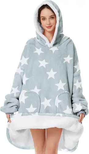 Miniatura 22 de Zando Manta con Capucha Ponible Manta para Niños y Adultos Manta Cómoda con Capucha Sudadera de Gran Tamaño Sherpa Forro Polar