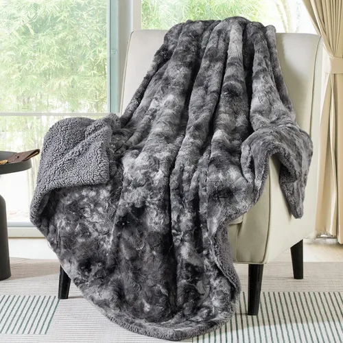 Miniatura 25 de Bedsure GentleSoft Manta Mullida de Sherpa - Manta de Forro Polar Cálida y Acogedora para Regalo de Mujer, Manta de Navidad de Felpa y Piel