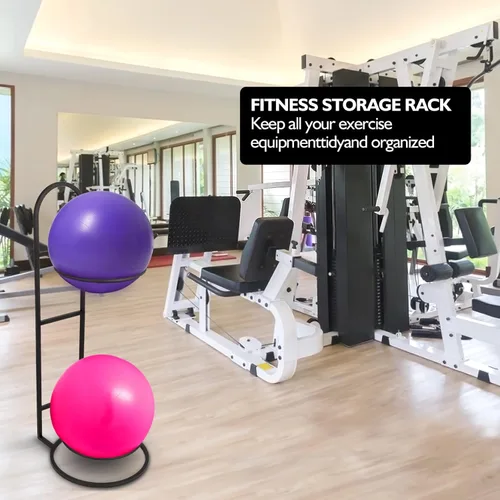 Miniatura 3 de Estante para pelotas de estabilidad, soporte para pelotas de yoga, almacenamiento vertical para pelotas de medicina, para gimnasios comerciales