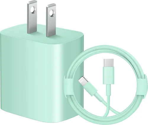 Cargador de iPhone Carga Rápida Cargador USB C Bloque Cargador Tipo C Cargadores de Carga Rápida 20W PD Cargadores de Pared con Cable de 1.8 m para