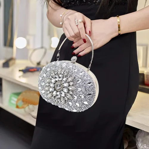 Miniatura 2 de Bolsos de mano de noche con diamantes de imitación para mujer, bolso de mano de boda, bolso de fiesta de novia, diamantes de graduación, bolsos