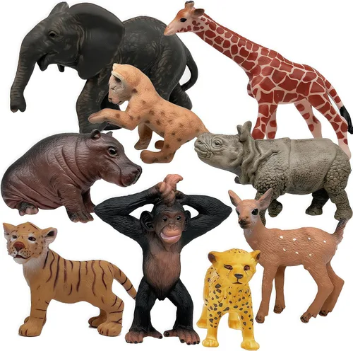 Miniatura 14 de Gemini&Genius Juguetes de animales salvajes, ciervos, bisontes, figuras de oso, figuras de acción realistas de vida silvestre, animales