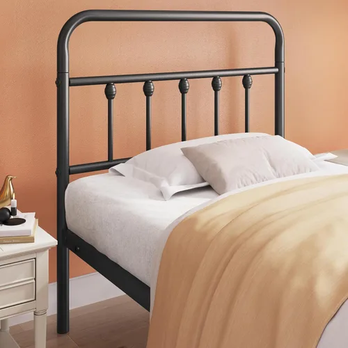 Miniatura 4 de Topeakmart Marco de Cama de Metal Estilo Victoriano Tamaño Twin XL con Cabecero/Base de Colchón/No Necesita Somier/Almacenamiento Bajo la Negro