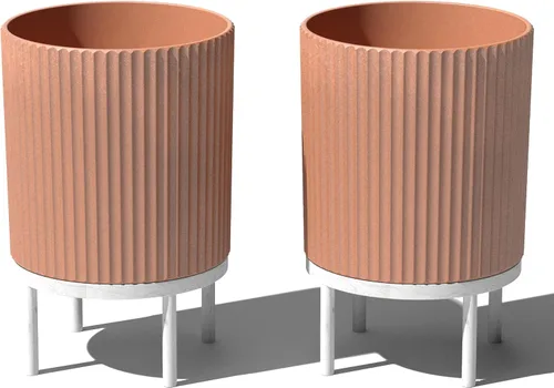 Miniatura 39 de Veradek Demi Series - Maceta redonda con soporte para porche o patio, compuesto de piedra de plástico duradero y soporte de madera, decoración