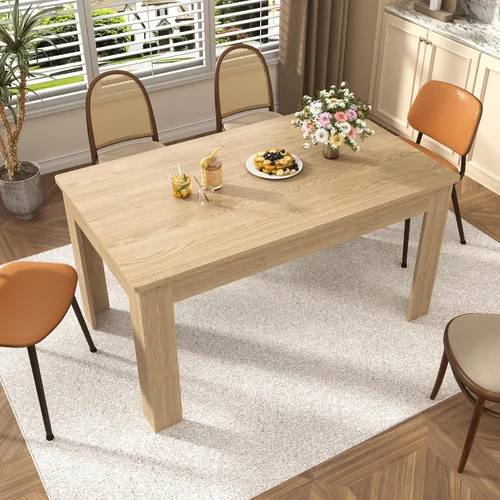 Miniatura 3 de jiteentarou Mesa de comedor extensible para 6-10 personas de 59 a 86 pulgadas, mesas ampliables de 86 pulgadas de largo para espacios pequeños, Roble