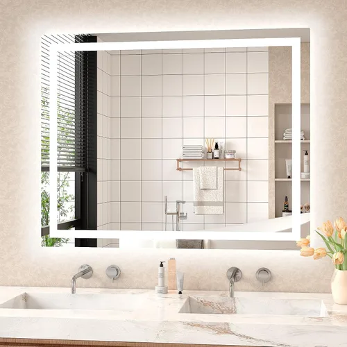 Miniatura 16 de Espejo LED para baño de 20 x 28 pulgadas, espejos de tocador de baño iluminados con luces, espejo antivaho más brillante con iluminación frontal